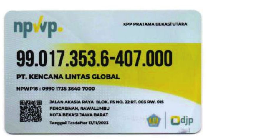 NPWP PT Kencana Lintas Global